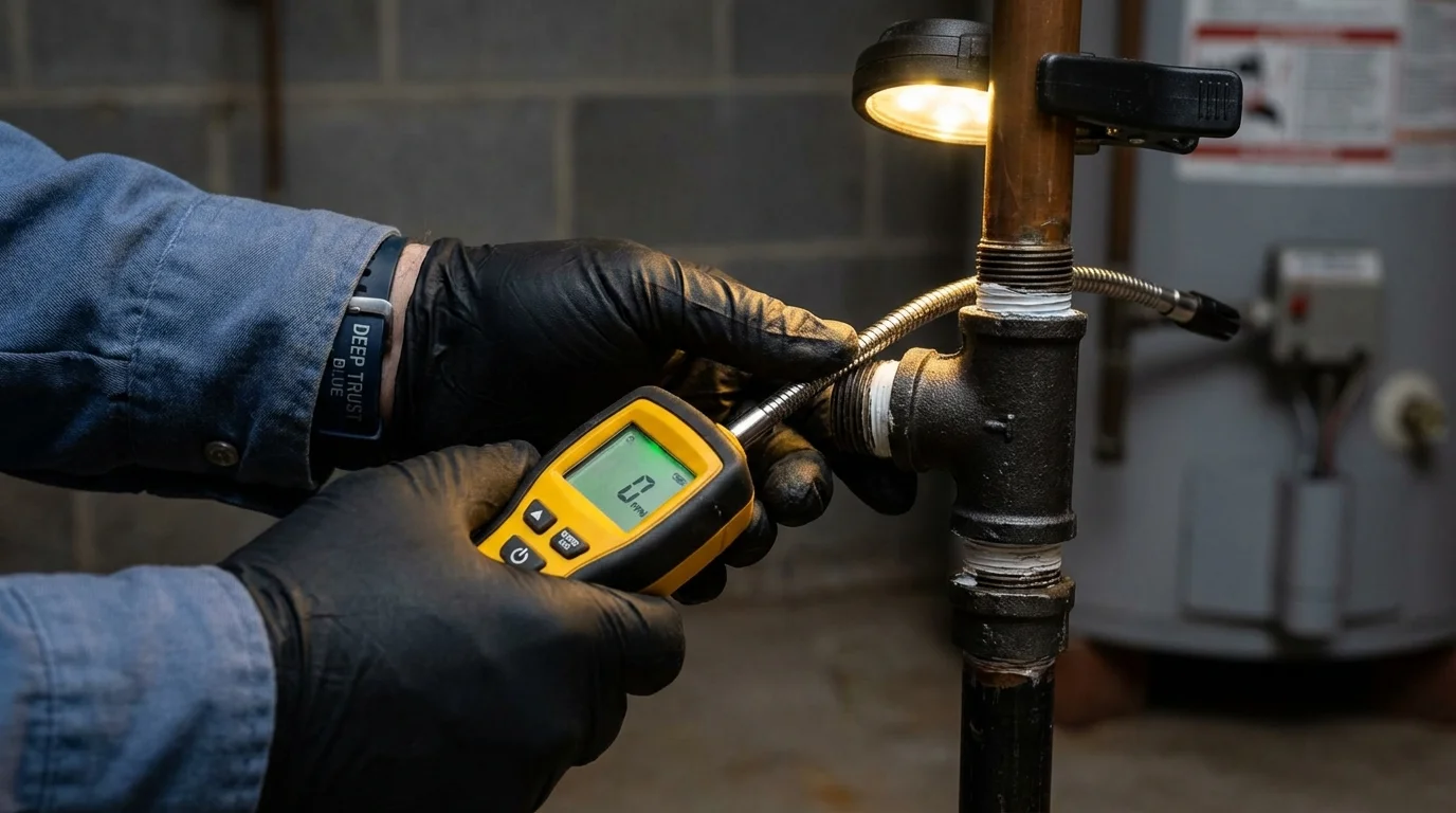 Gas leak detection with electronic sniffer by Johns Plumbing LLC in Compton
